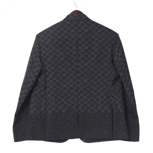 LOUIS VUITTON tailored jacket wool gray Damier spread mens 52 Used Authentic