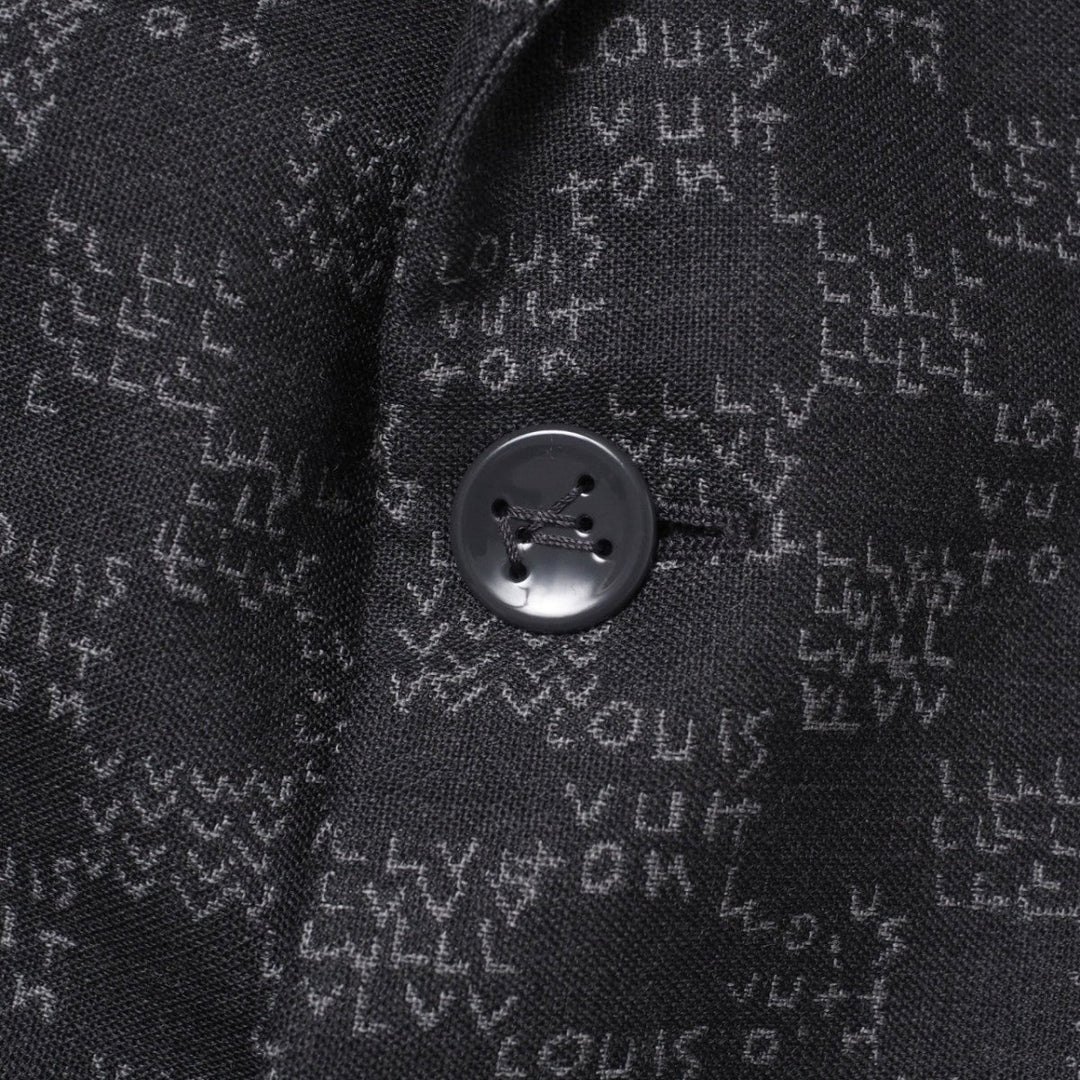 LOUIS VUITTON tailored jacket wool gray Damier spread mens 52 Used Authentic