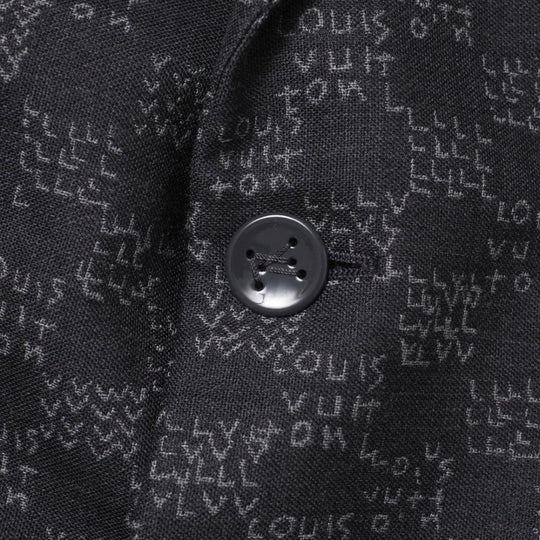 LOUIS VUITTON tailored jacket wool gray Damier spread mens 52 Used Authentic