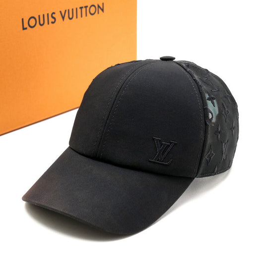 LOUIS VUITTON cap M77115 Cotton polyester black cap baseball monogram mesh mens - Used Authentic