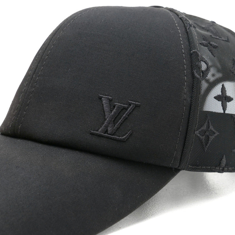 LOUIS VUITTON cap M77115 Cotton polyester black cap baseball monogram mesh mens - Used Authentic