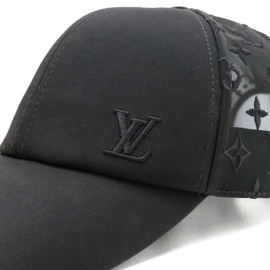 LOUIS VUITTON cap M77115 Cotton polyester black cap baseball monogram mesh mens - Used Authentic