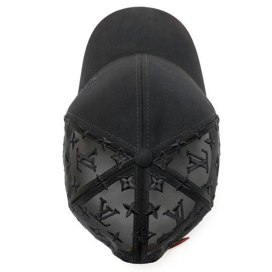 LOUIS VUITTON cap M77115 Cotton polyester black cap baseball monogram mesh mens - Used Authentic