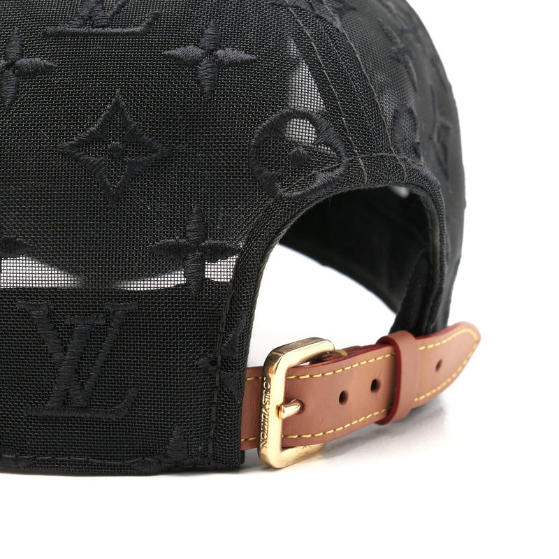 LOUIS VUITTON cap M77115 Cotton polyester black cap baseball monogram mesh mens - Used Authentic
