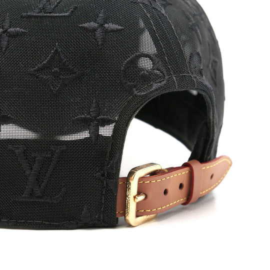 LOUIS VUITTON cap M77115 Cotton polyester black cap baseball monogram mesh mens - Used Authentic