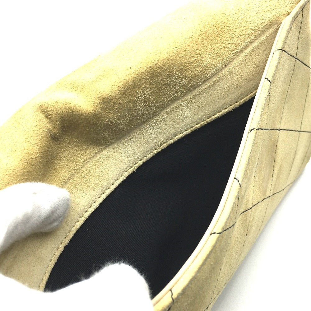 CHANEL Shoulder Bag suede Beige x Gold Metal CHANEL logo Matrasse Women Used Authentic