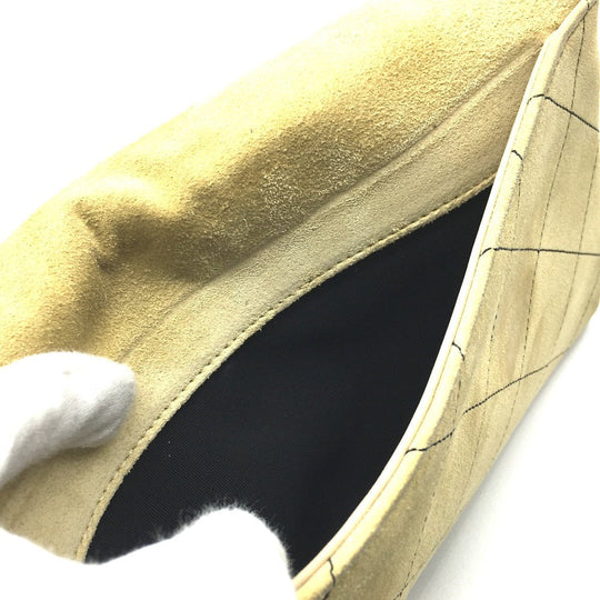 CHANEL Shoulder Bag suede Beige x Gold Metal CHANEL logo Matrasse Women Used Authentic
