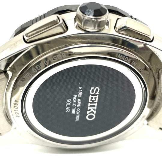 SEIKO Watches Solar Powered 8B54-OBGO/SAGA186 titanium Silverx Gold Brights black dial mens Used Authentic
