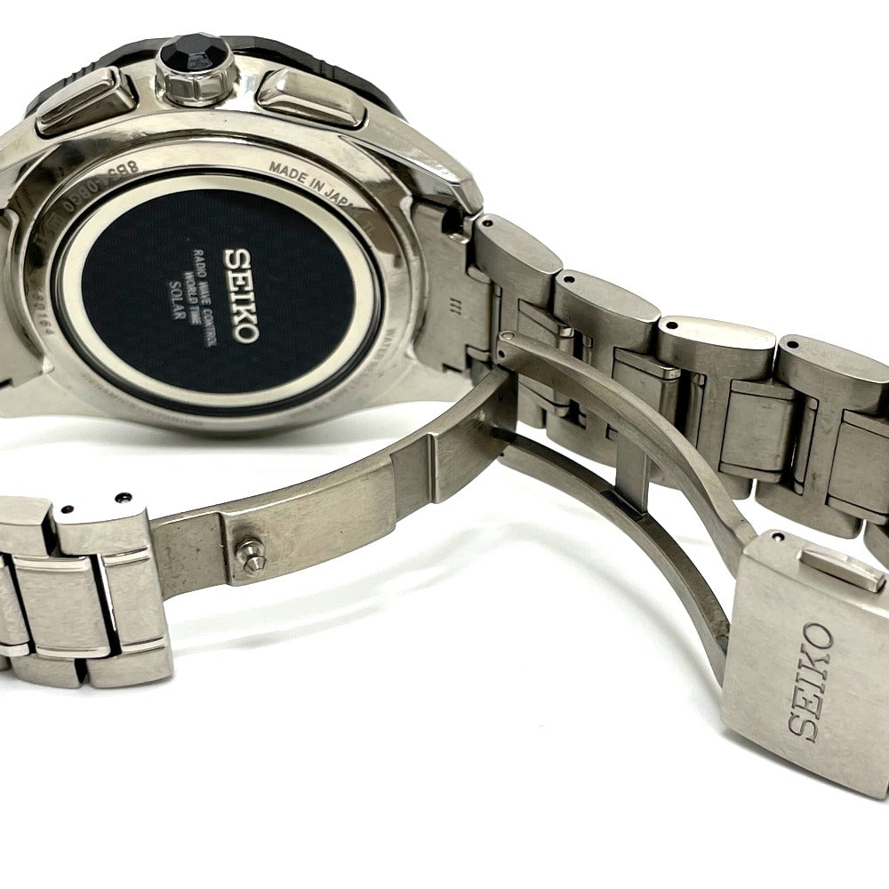 SEIKO Watches Solar Powered 8B54-OBGO/SAGA186 titanium Silverx Gold Brights black dial mens Used Authentic