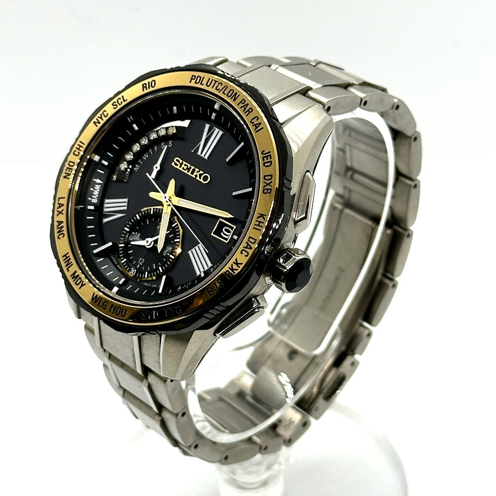 SEIKO Watches Solar Powered 8B54-OBGO/SAGA186 titanium Silverx Gold Brights black dial mens Used Authentic