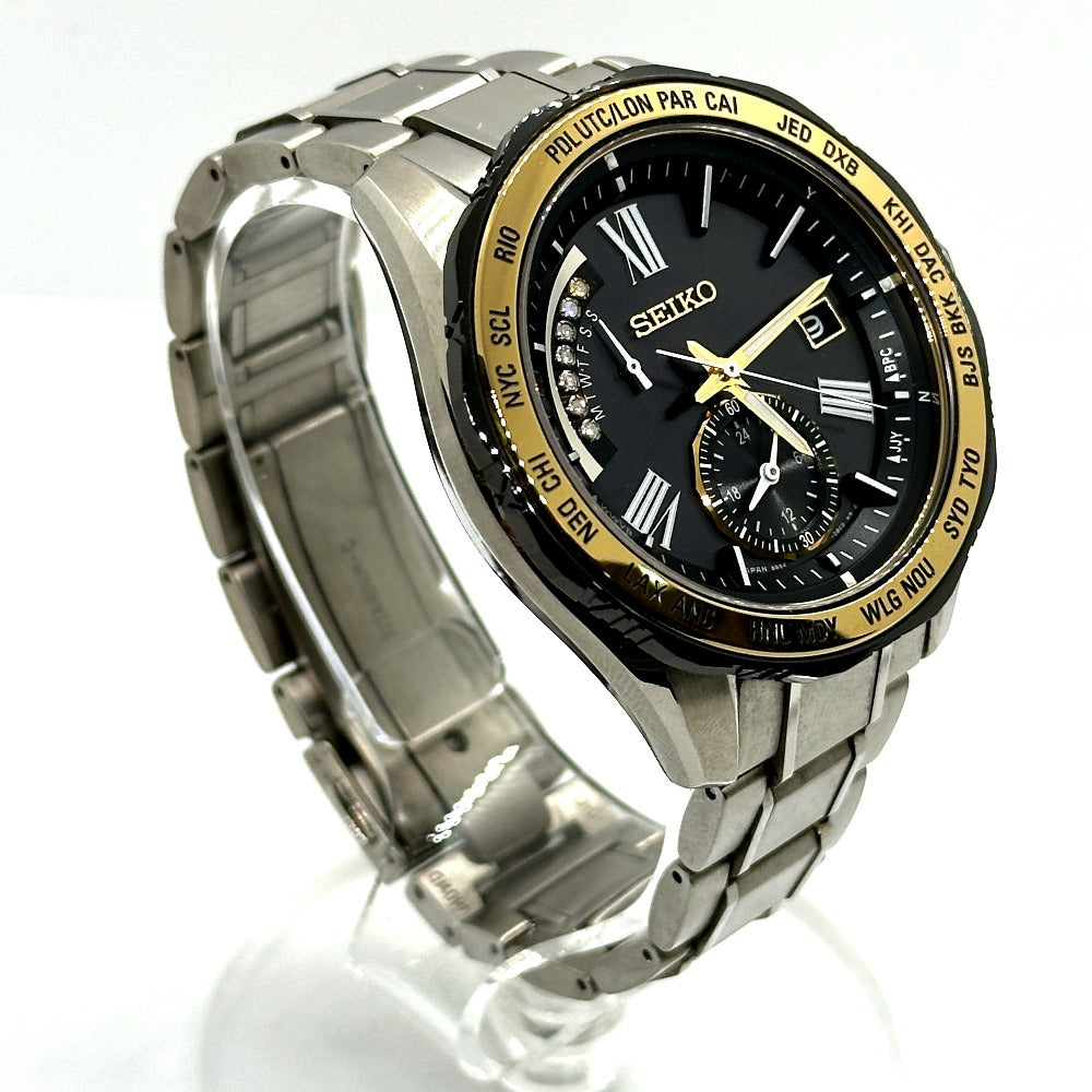 SEIKO Watches Solar Powered 8B54-OBGO/SAGA186 titanium Silverx Gold Brights black dial mens Used Authentic