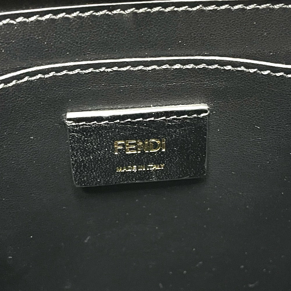 FENDI Shoulder Bag 7VA512 Leather, Calf Leather yellow logo 2WAY small Women Used Authentic