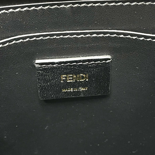 FENDI Shoulder Bag 7VA512 Leather, Calf Leather yellow logo 2WAY small Women Used Authentic