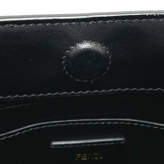 FENDI Shoulder Bag 7VA512 Leather, Calf Leather yellow logo 2WAY small Women Used Authentic