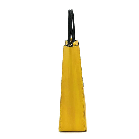 FENDI Shoulder Bag 7VA512 Leather, Calf Leather yellow logo 2WAY small Women Used Authentic