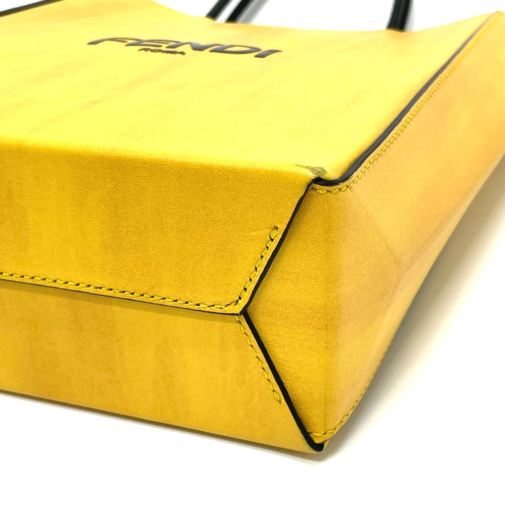 FENDI Shoulder Bag 7VA512 Leather, Calf Leather yellow logo 2WAY small Women Used Authentic