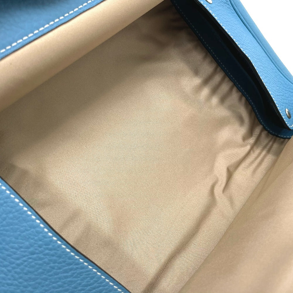 HERMES Clutch bag Toile Ash / Taurillon Clemence blue Equi Pouch Women Used Authentic
