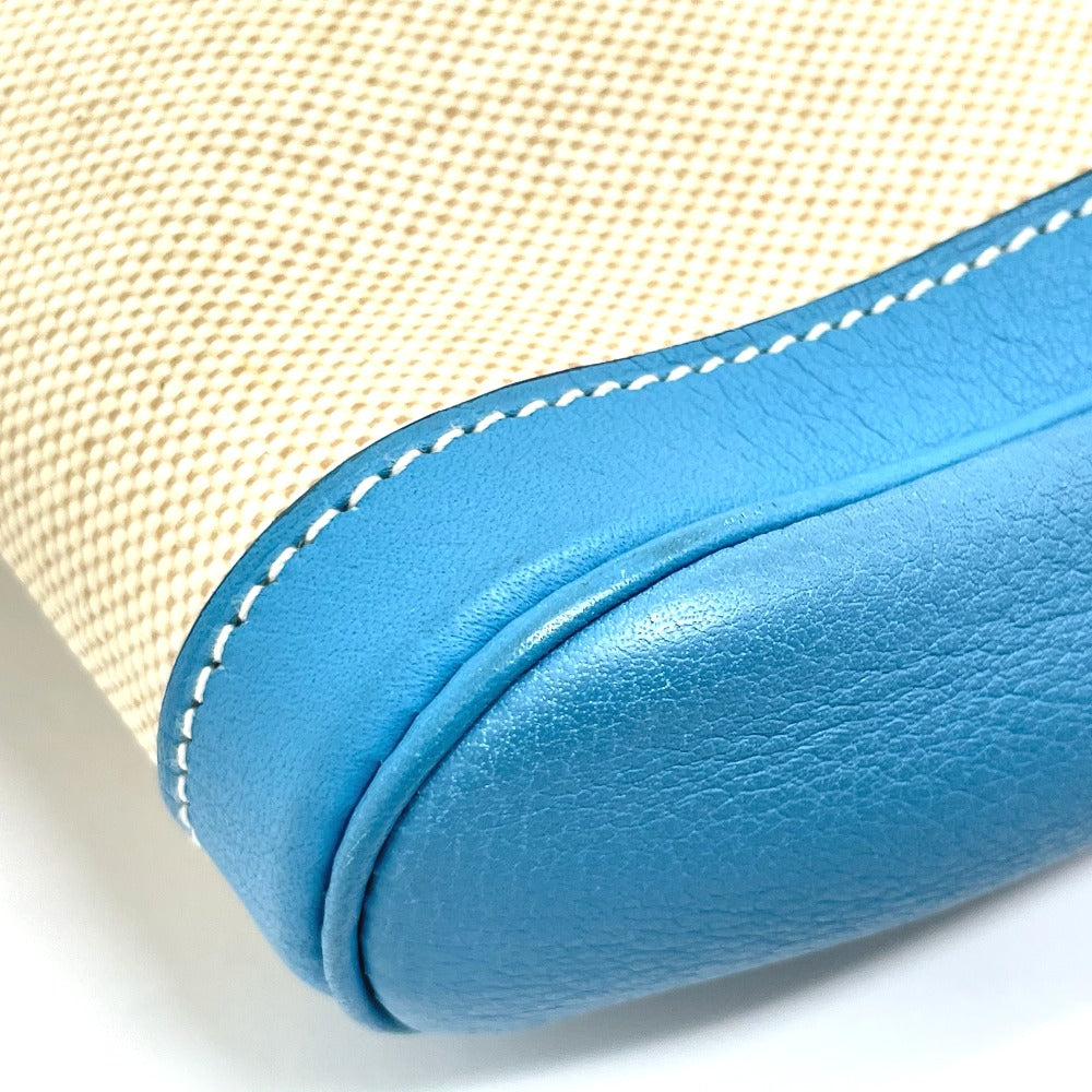 HERMES Clutch bag Toile Ash / Taurillon Clemence blue Equi Pouch Women Used Authentic
