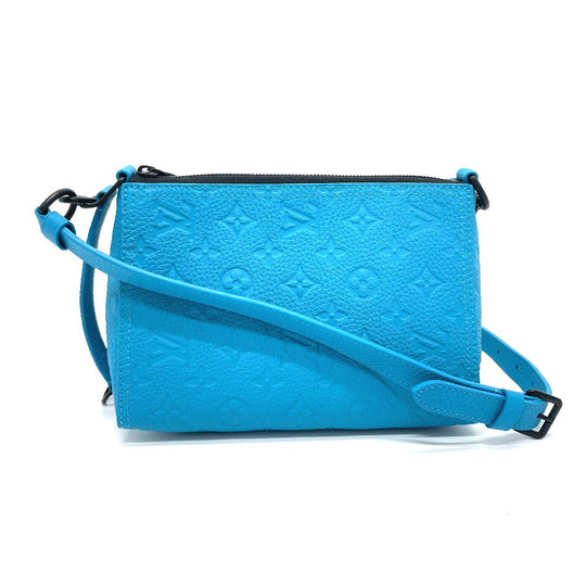 LOUIS VUITTON Shoulder Bag M55925 Monogram Ann Platt Leather blue Monogram Ann Platt Triangle Messenger mens Used Authentic
