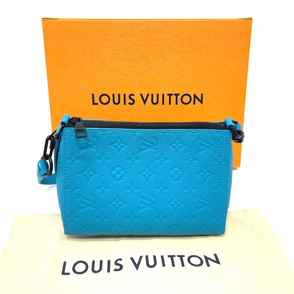 LOUIS VUITTON Shoulder Bag M55925 Monogram Ann Platt Leather blue Monogram Ann Platt Triangle Messenger mens Used Authentic
