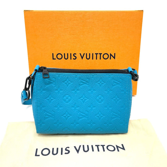 LOUIS VUITTON Shoulder Bag M55925 Monogram Ann Platt Leather blue Monogram Ann Platt Triangle Messenger mens Used Authentic