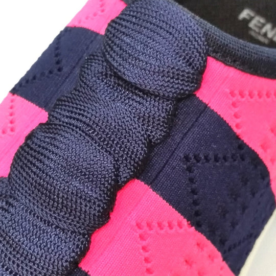 FENDI sneakers mesh Navy x pink Tripe border mesh Women 35 Used Authentic