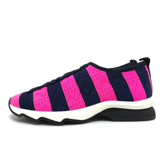 FENDI sneakers mesh Navy x pink Tripe border mesh Women 35 Used Authentic