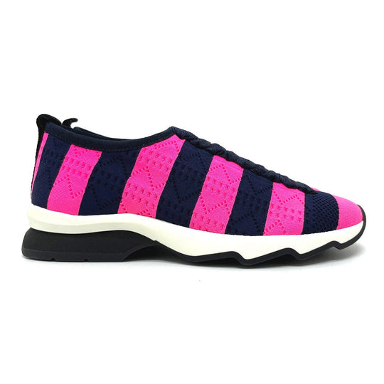 FENDI sneakers mesh Navy x pink Tripe border mesh Women 35 Used Authentic