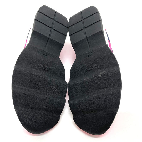 FENDI sneakers mesh Navy x pink Tripe border mesh Women 35 Used Authentic