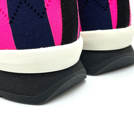 FENDI sneakers mesh Navy x pink Tripe border mesh Women 35 Used Authentic
