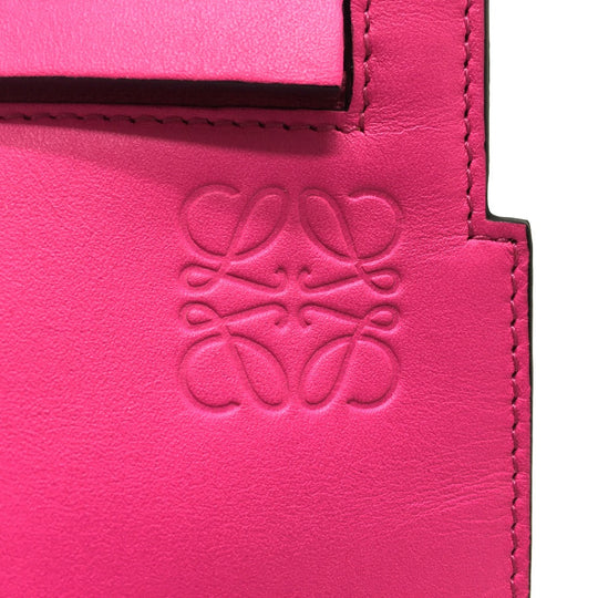 LOEWE Clutch bag leather White x pink anagram T pouch Women Used Authentic