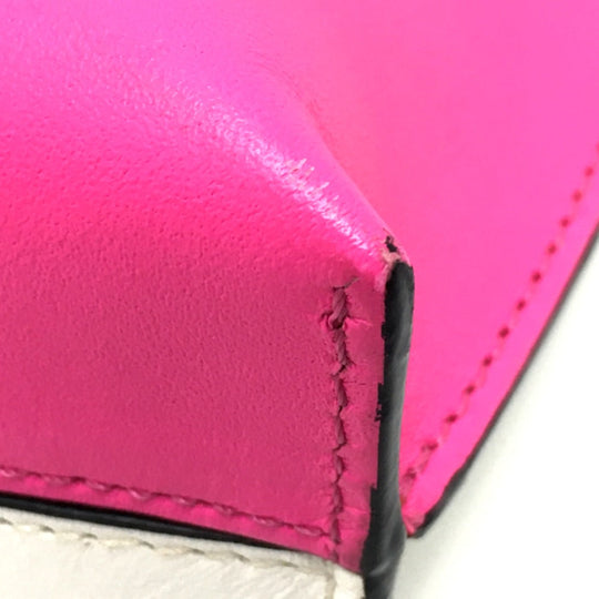 LOEWE Clutch bag leather White x pink anagram T pouch Women Used Authentic