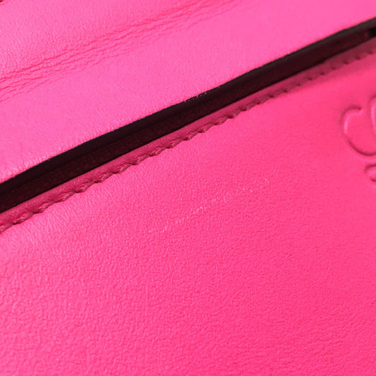 LOEWE Clutch bag leather White x pink anagram T pouch Women Used Authentic