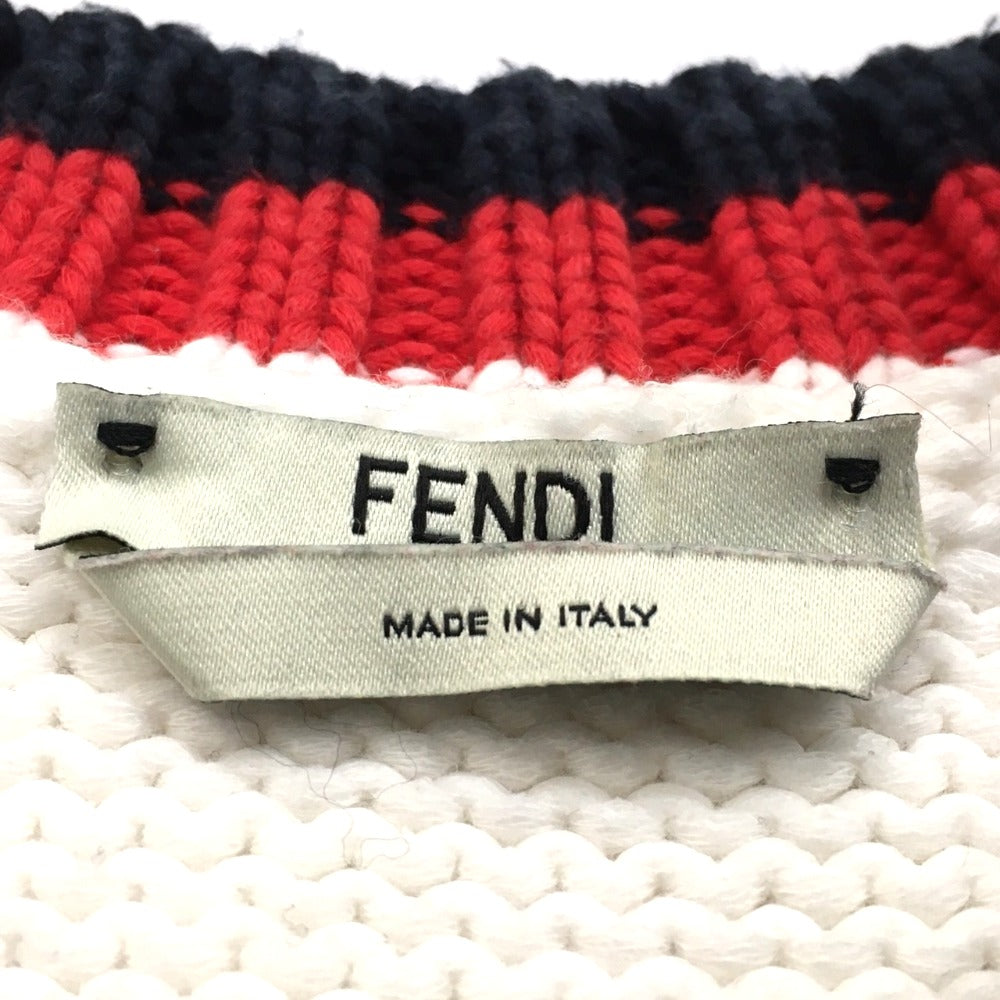 FENDI knit FAE137 cotton white logo Pullover knit Women 38 Used Authentic