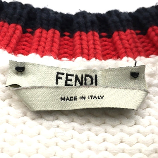 FENDI knit FAE137 cotton white logo Pullover knit Women 38 Used Authentic