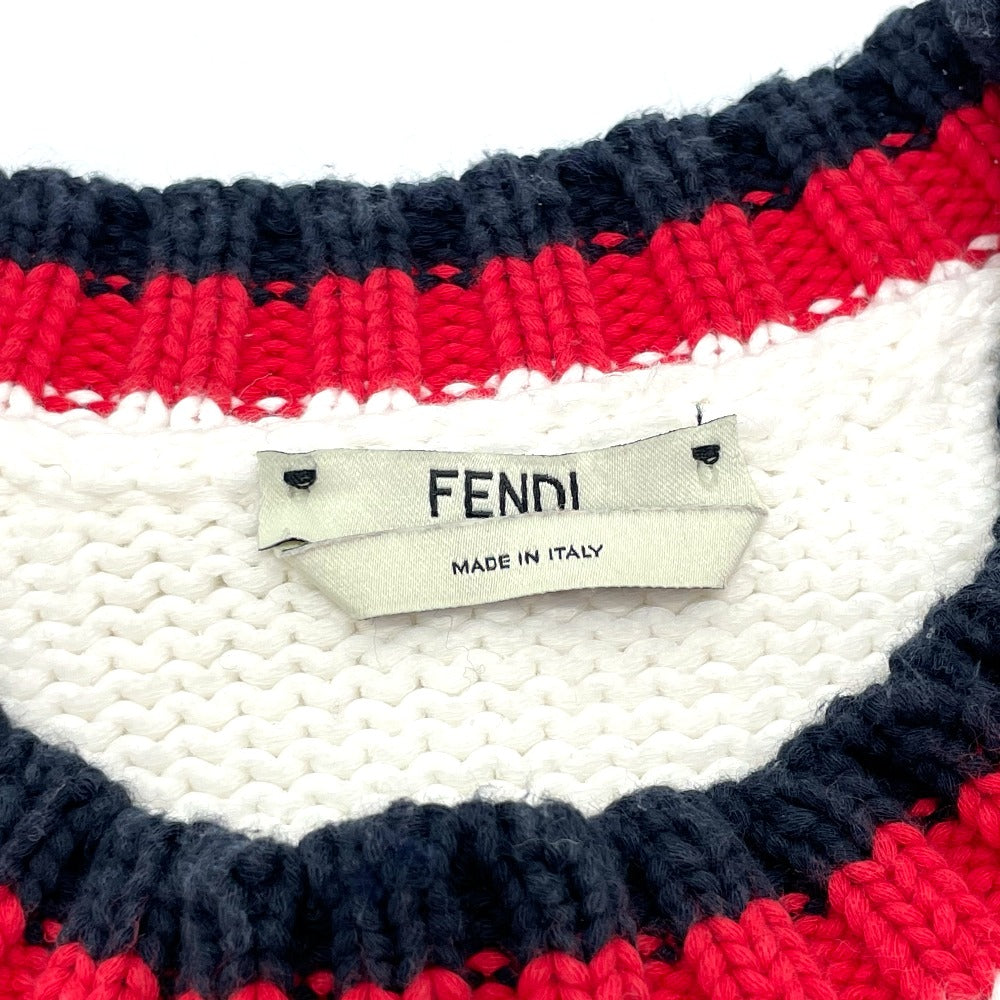 FENDI knit FAE137 cotton white logo Pullover knit Women 38 Used Authentic