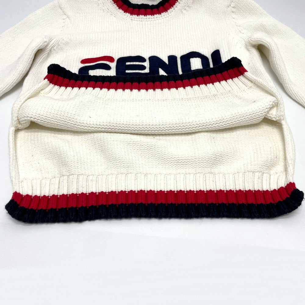 FENDI knit FAE137 cotton white logo Pullover knit Women 38 Used Authentic