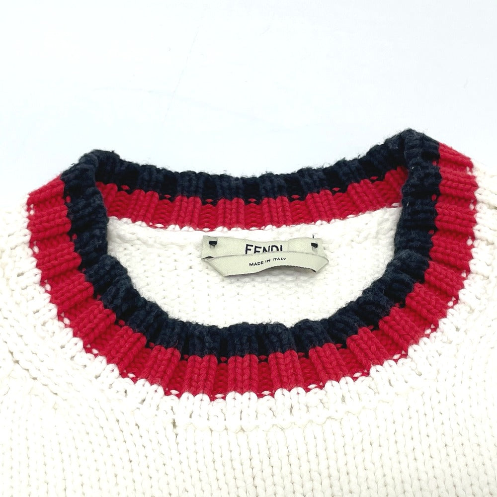 FENDI knit FAE137 cotton white logo Pullover knit Women 38 Used Authentic