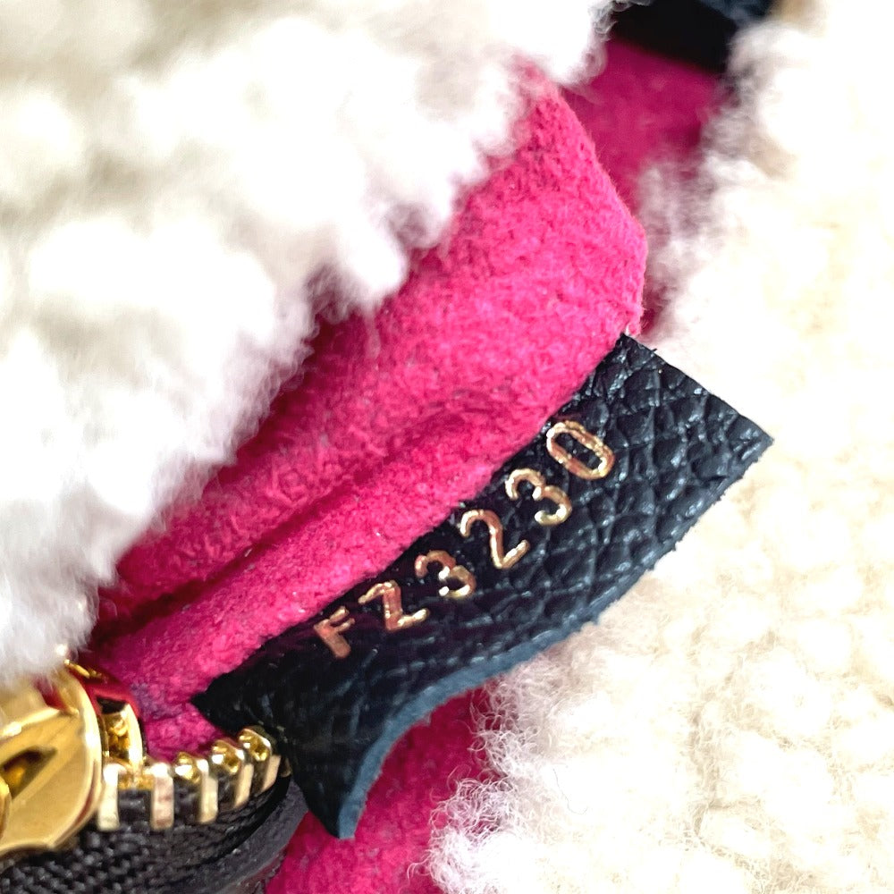 LOUIS VUITTON Tote Bag M56960 Calf leather black Shearling Monogram Flower LV Initials Neverfull MM Women Used Authentic