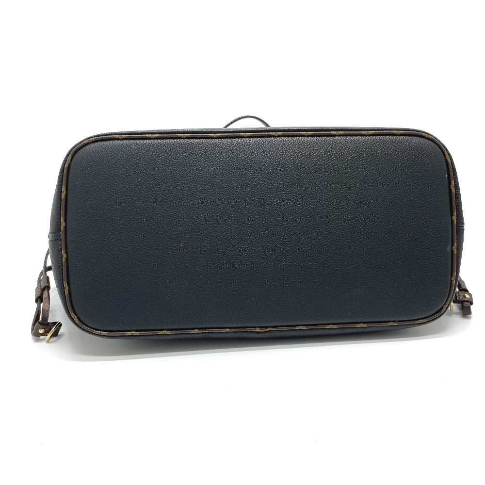 LOUIS VUITTON Tote Bag M56960 Calf leather black Shearling Monogram Flower LV Initials Neverfull MM Women Used Authentic