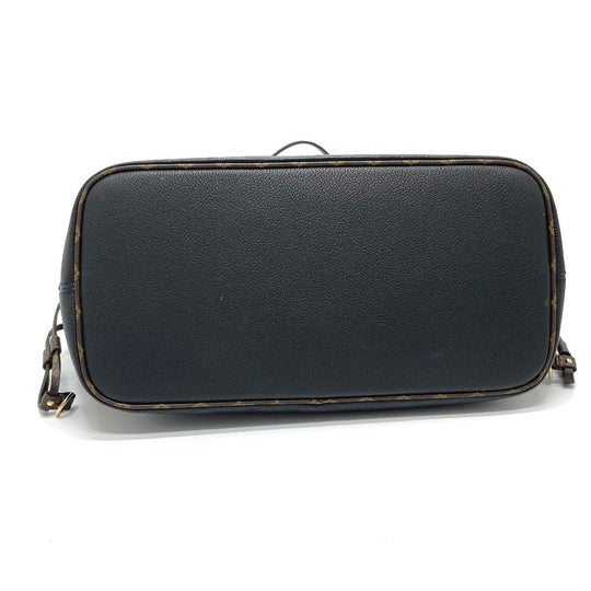 LOUIS VUITTON Tote Bag M56960 Calf leather black Shearling Monogram Flower LV Initials Neverfull MM Women Used Authentic