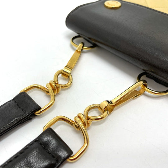 CHANEL Waist bag lambskin Black x beige Matrasse Bicolor Women Used Authentic