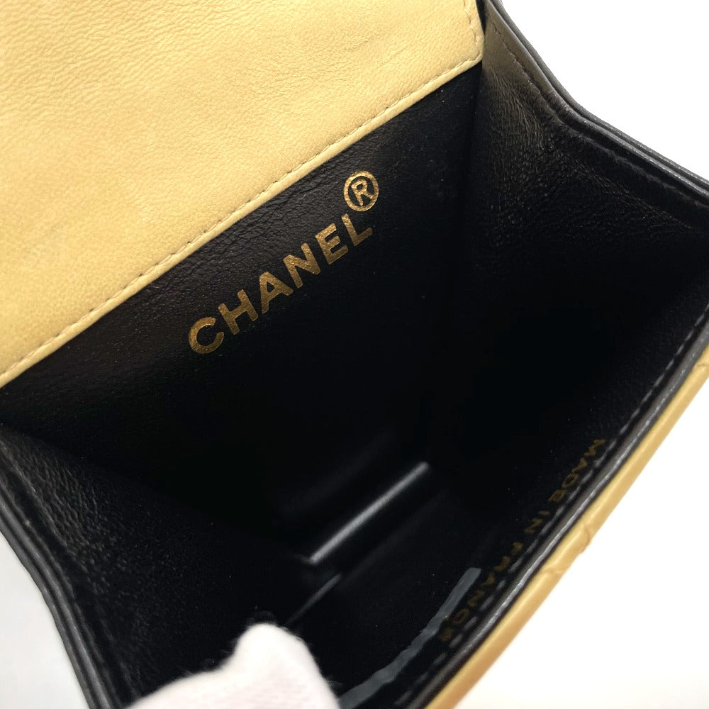 CHANEL Waist bag lambskin Black x beige Matrasse Bicolor Women Used Authentic