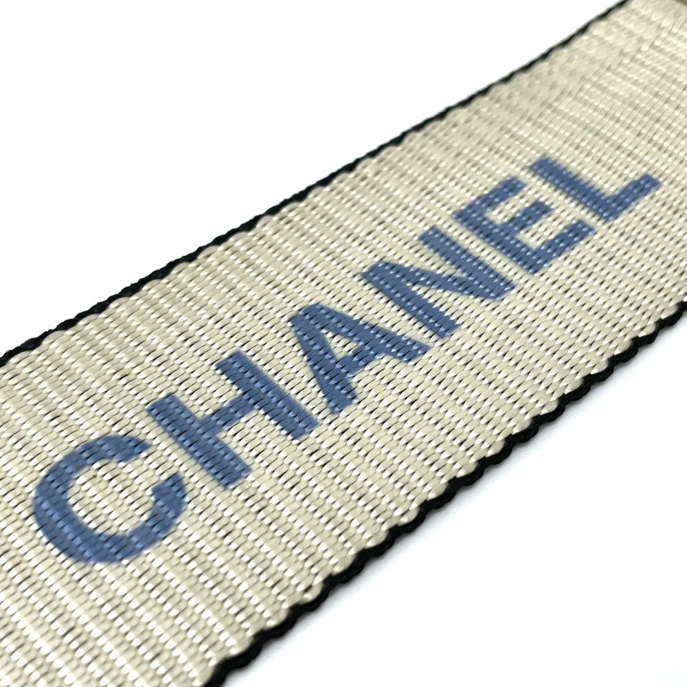 CHANEL bracelet Nylon Silvertypex Blue logo 99S Women Used Authentic