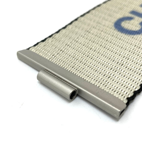 CHANEL bracelet Nylon Silvertypex Blue logo 99S Women Used Authentic