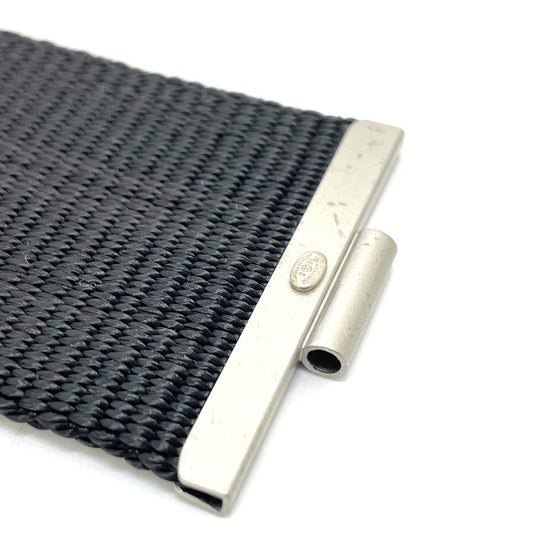 CHANEL bracelet Nylon Silvertypex Blue logo 99S Women Used Authentic