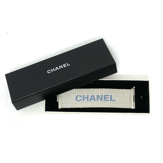 CHANEL bracelet Nylon Silvertypex Blue logo 99S Women Used Authentic
