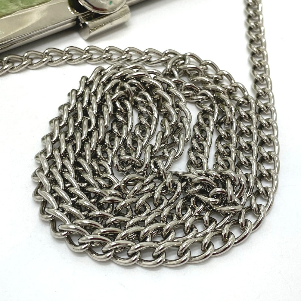 CHANEL Shoulder Bag Velor Green x Silver Metal COCO Mark Matrasse Women Used Authentic