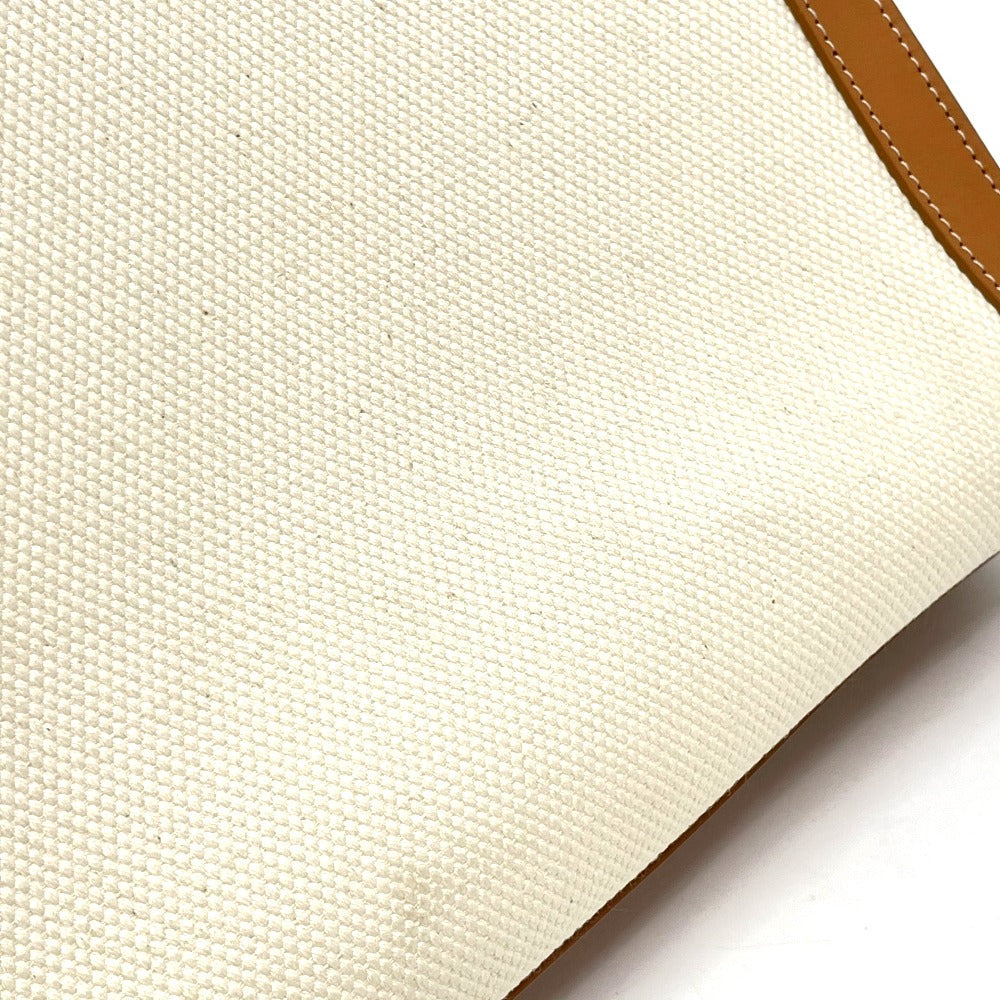 CELINE Shoulder Bag 192082BNZ.02NT Leather / canvas Natural x tongue Bar Tikal Hippo Small Women Used Authentic