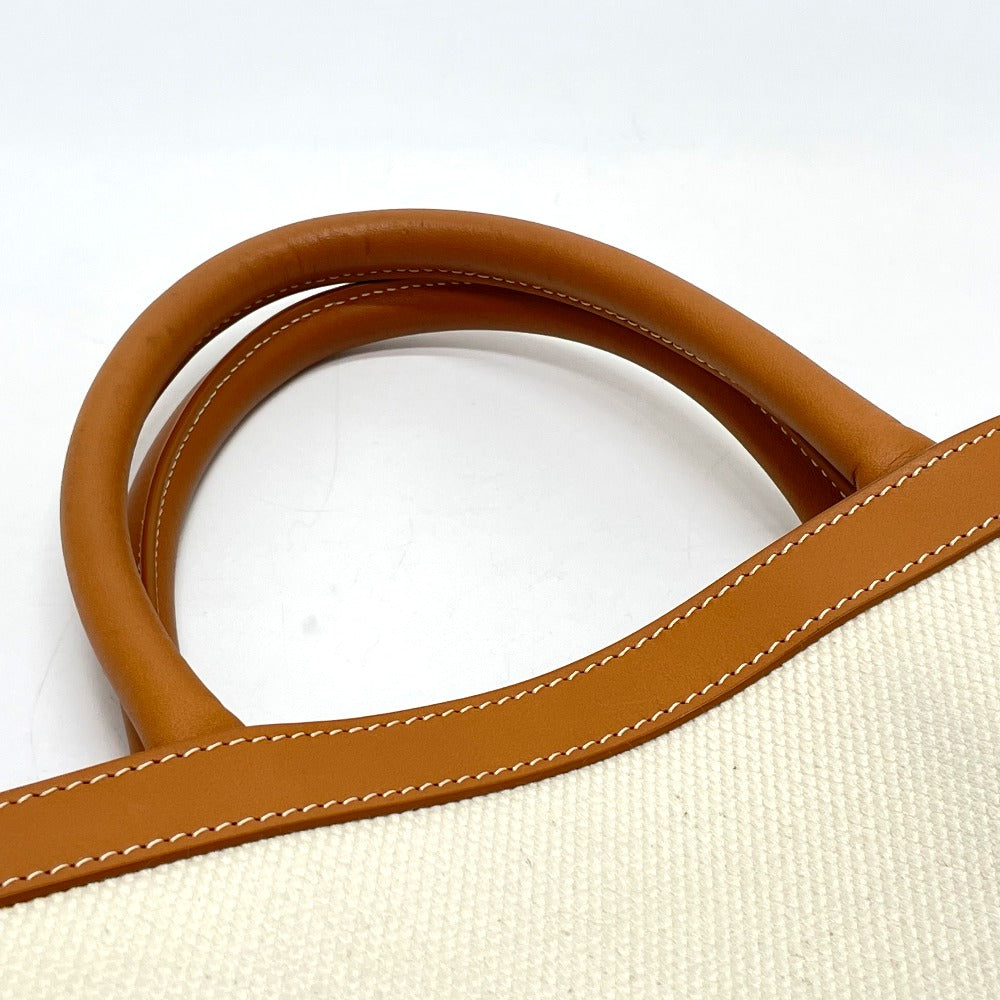 CELINE Shoulder Bag 192082BNZ.02NT Leather / canvas Natural x tongue Bar Tikal Hippo Small Women Used Authentic